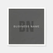 Serviette En Papier Monogramme moderne gris foncé modifiable Modèle de (Devant)