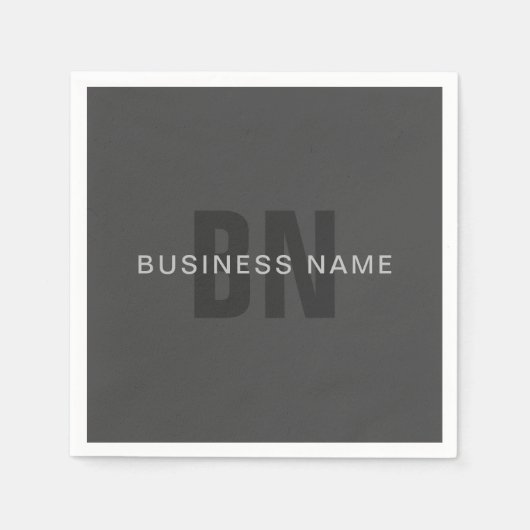 Serviette En Papier Monogramme moderne gris foncé modifiable Modèle de (Devant)