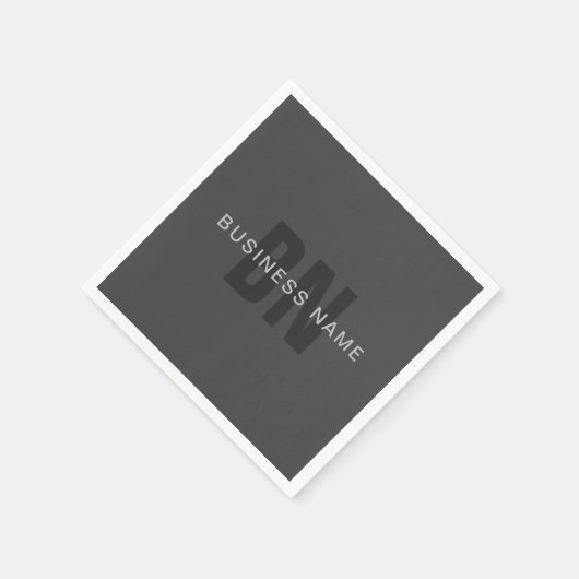 Serviette En Papier Monogramme moderne gris foncé modifiable Modèle de (Coin)