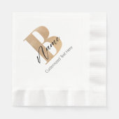 Serviette En Papier Monogramme moderne Initiale B & Nom Personnalisé (Devant)