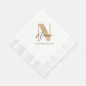 Serviette En Papier Monogramme moderne Initiale N & Nom Personnalisé (Coin)