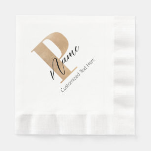 Serviette En Papier Monogramme moderne Initiale P & Nom Personnalisé