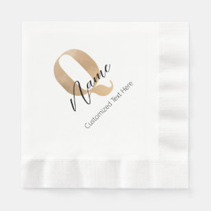 Serviette En Papier Monogramme Moderne Initiale Q & Nom Personnalisé