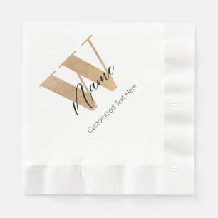 Serviette En Papier Monogramme Moderne Initiale W & Nom Personnalisé
