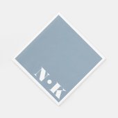Serviette En Papier Monogramme moderne Initiales Dusty Blue Custom Wed (Coin)