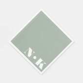 Serviette En Papier Monogramme moderne Initiales Dusty Sage Mariage pe (Coin)