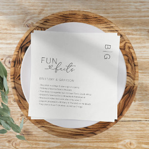 Serviette En Papier Monogramme moderne Mariage de faits amusants