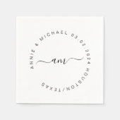 Serviette En Papier Monogramme, Moderne, Mariage minimal (Devant)