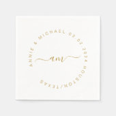 Serviette En Papier Monogramme, Moderne, Mariage minimal (Devant)