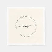Serviette En Papier Monogramme, Moderne, Mariage minimal (Devant)