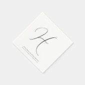 Serviette En Papier Monogramme moderne Mariage noir et blanc initial (Coin)