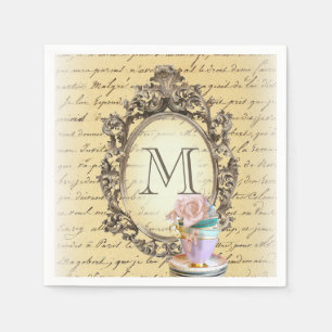 Serviette En Papier monogramme moderne mignon romantique girly vintage