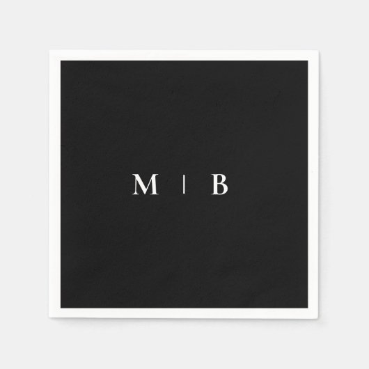Serviette En Papier Monogramme moderne moderne noir et blanc (Devant)