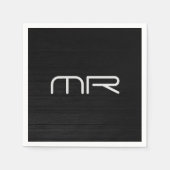 Serviette En Papier Monogramme moderne Noir Blanc Nom Initiales (Devant)