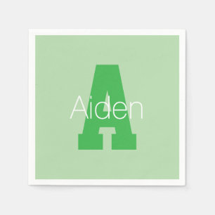 Serviette En Papier Monogramme moderne   Pale & Kelly Green