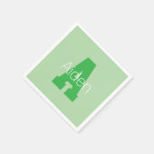 Serviette En Papier Monogramme moderne | Pale & Kelly Green (Coin)