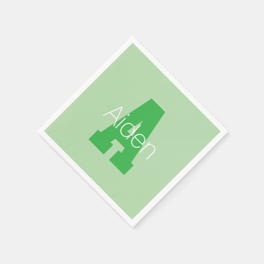 Serviette En Papier Monogramme moderne | Pale & Kelly Green (Coin)