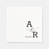 Serviette En Papier Monogramme moderne personnalisé Mariage imprimé se (Devant)