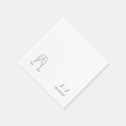 Serviette En Papier Monogramme moderne personnalisé Vins Mariage (Coin)
