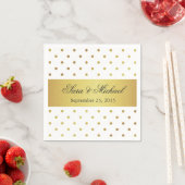 Serviette En Papier Monogramme moderne - Pois blanc et or (En situation)
