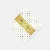 Serviette En Papier Monogramme moderne - Pois blanc et or (Coin)