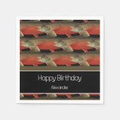 Serviette En Papier Monogramme moderne Poisson Saumon Design Noir Blan (Devant)