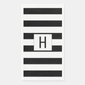 Serviette En Papier Monogramme moderne rayé noir et blanc (Devant)