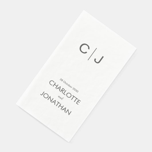 Serviette En Papier Monogramme moderne simple Mariage/Fiançailles (Coin)