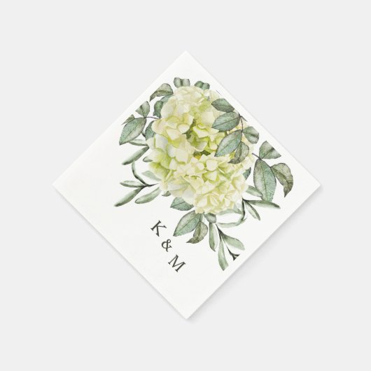 Serviette En Papier Monogramme monocoque Hydrangea simple en feuillage (Coin)