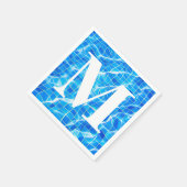 Serviette En Papier Monogramme Monogramme Piscine Bleue Aquatique (Coin)