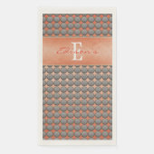 Serviette En Papier Monogramme Motif à points orange et gris Polka (Devant)