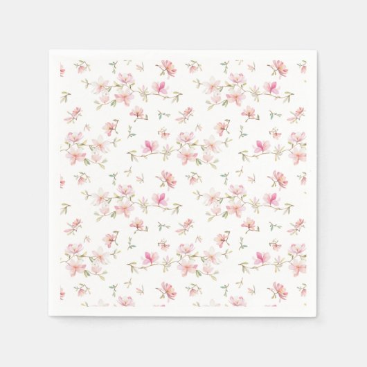 Serviette En Papier Monogramme | Motif d'aquarelle rose doux (Devant)