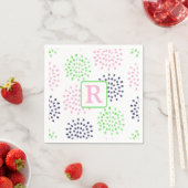 Serviette En Papier Monogramme Motif d'aquarelle rose marine (En situation)