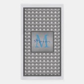 Serviette En Papier Monogramme Motif de points Polka bleu et gris (Devant)