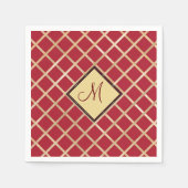 Serviette En Papier Monogramme Motif géométrique Diamant Or Rouge (Devant)