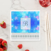 Serviette En Papier Monogramme Motif moderne et élégant Snowflakes hiv (En situation)