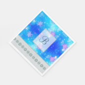 Serviette En Papier Monogramme Motif moderne et élégant Snowflakes hiv (Coin)