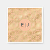 Serviette En Papier Monogramme Motif Peach & Gold Dahlias (Devant)