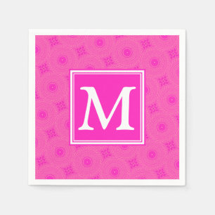 Serviette En Papier Monogramme motif rose chaud cercles