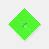 Serviette En Papier Monogramme Néon Fluorescent Vert (Coin)