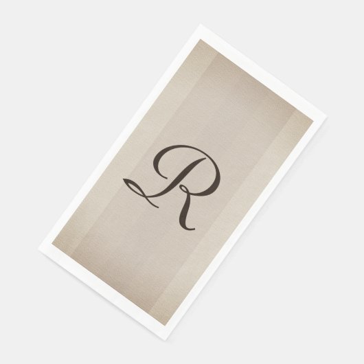 Serviette En Papier Monogramme neutre Brown et texturé Tan (Coin)