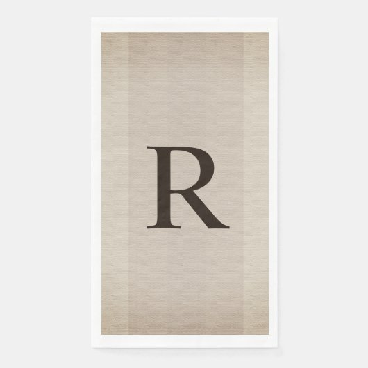 Serviette En Papier Monogramme neutre Brown et texturé Tan (Devant)