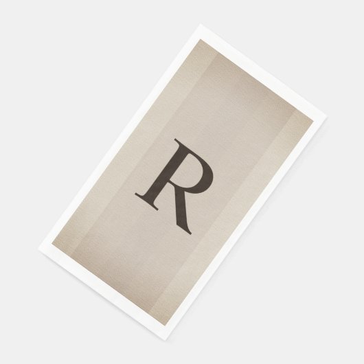 Serviette En Papier Monogramme neutre Brown et texturé Tan (Coin)
