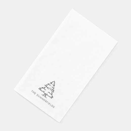 Serviette En Papier Monogramme Noël Arbre vacances Famille Réunion (Coin)