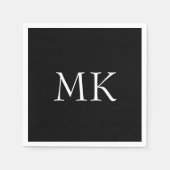 Serviette En Papier Monogramme noir blanc (Devant)
