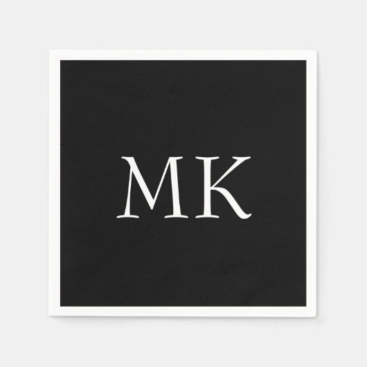 Serviette En Papier Monogramme noir blanc (Devant)