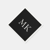 Serviette En Papier Monogramme noir blanc (Coin)