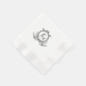 Serviette En Papier Monogramme noir blanc en poitrine (Coin)