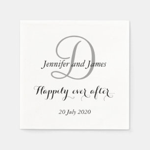 Serviette En Papier Monogramme noir blanc heureux après