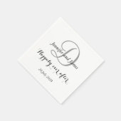 Serviette En Papier Monogramme noir blanc heureux après (Coin)